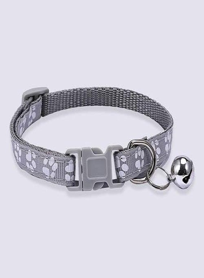 D&C PAWS Cat Collars with Bell | Soft Adjustable Breakaway Collars for Cats, Kittens & Small Dogs | Safe, Comfortable, Cute Paw Print Design Pet Collars (Set of 3-Grey,Purple,Dark Green) - Image 4